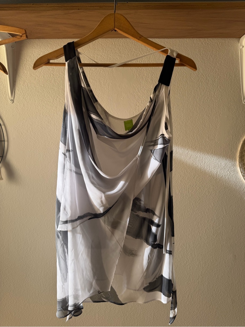 Elegant Black & White Draped Chiffon Camisole